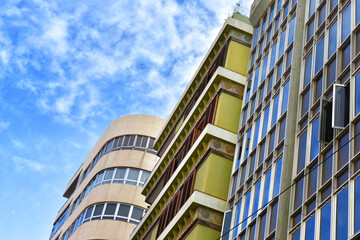 Fototapeta na wymiar Low angle view of modern buildings in Las Palmas de Gran Canaria