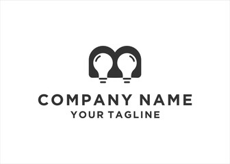 Lightbulb On Letter M Logo Design Vector Template
