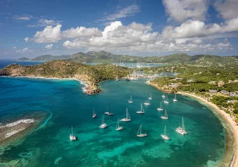Foto op Canvas The drone aerial footage of Galleon Beach, Freeman's Bay and English Harbor in Antigua.  © yujie