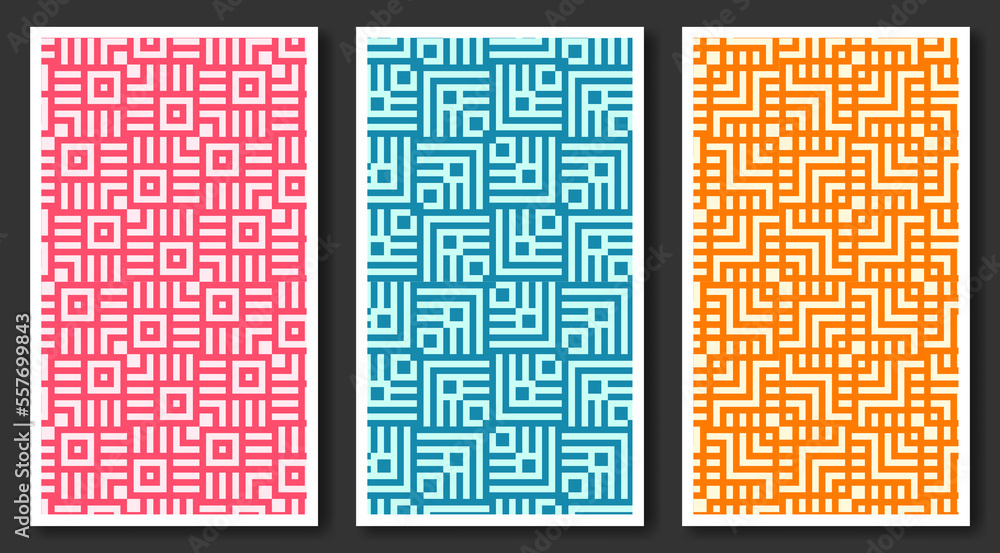 Poster seamless geometric pattern abstract background. colorful maze mosaic pattern.