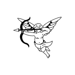 vector illustration of little angel with arrow