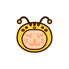 vector illustration of a cat with a bee