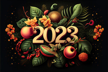 Obraz na płótnie Canvas 2023, Happy New Year card, Generative AI, card