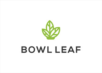 bowl leaf logo design vector icon illustration template