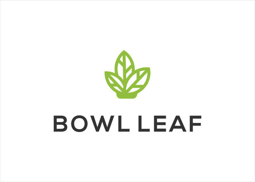 bowl leaf logo design vector icon illustration template