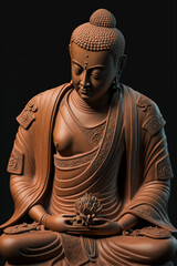 Buddha statue made of terra cota - generative ai