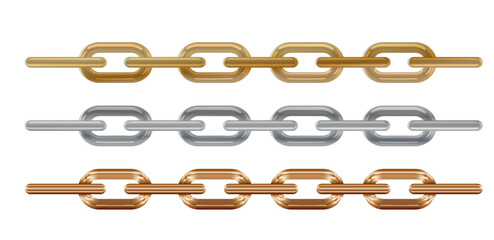 set of realistic metal chain links isolated. eps vector