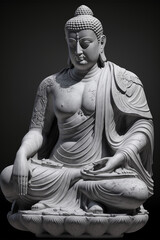 Buddha statue carved from stone - generative ai