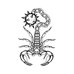 vector illustration of a scorpion with a mace