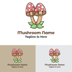 Brown cute mushroom logo Design 