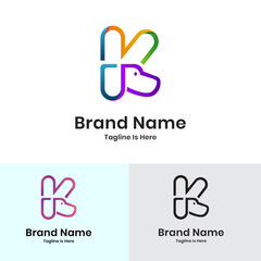 Fototapeta premium Letter k logo with animal and dog head concept 