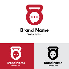  Kettle bell chat logo design 