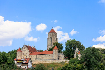 Medieval spur castle Niederalfingen in district Niederalfingen of the municipality Hüttlingen in...