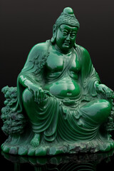 Buddha statue made of jade - generative ai
