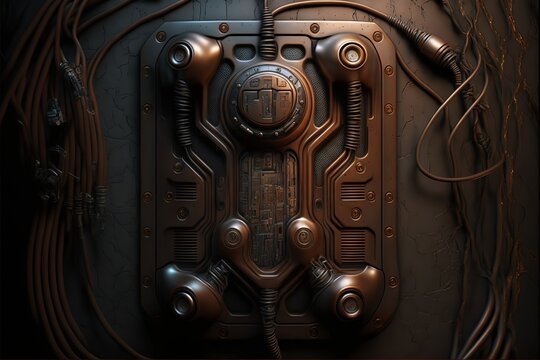 Futuristic biomechanical sci-fi texture wall panel elevater control panel