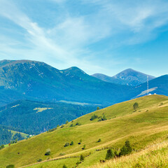 Fototapeta premium Summer mountain view with communication tower