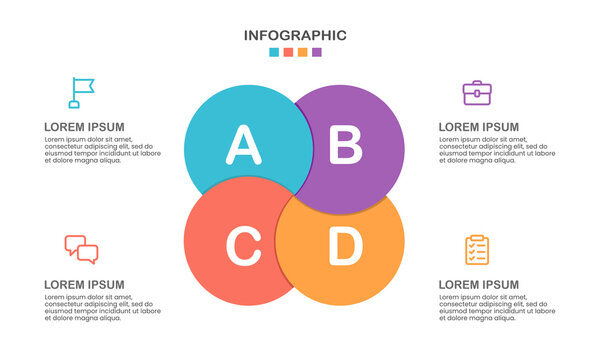 Overlapping 4 Circles Infographic. Vector Illustration.