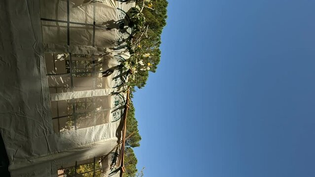  A building of a public Sukkah, before the Sukkot holiday, in Ein Hamad Park in Jerusalem