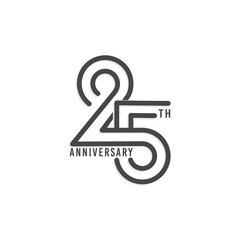 Anniversary 25th. The black number is on black background. Vector illustration. - obrazy, fototapety, plakaty