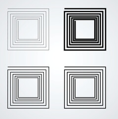 Rectangle Logo with lines.Rectangle unusual icon Design .frame with Vector stripes for images
