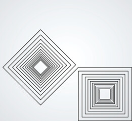 Rectangle Logo with lines.Rectangle unusual icon Design .frame with Vector stripes for images
