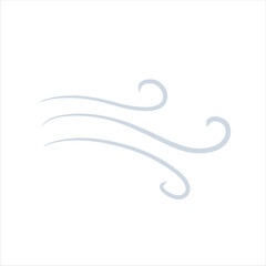 Wind. Air flow. Blue wavy line. Breeze and weather icon. Flat illustration isolated on white background