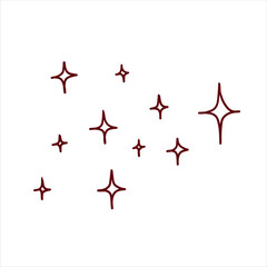 Hand Drawn Doodle star. Black and White Sparkling effect