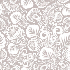 Elegant seamless floral pattern with curve elements