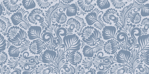 Elegant seamless floral pattern with curve elements