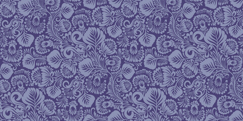 Floral seamless pattern with curve elements. Elegant wallpaper, wrapping, textile design