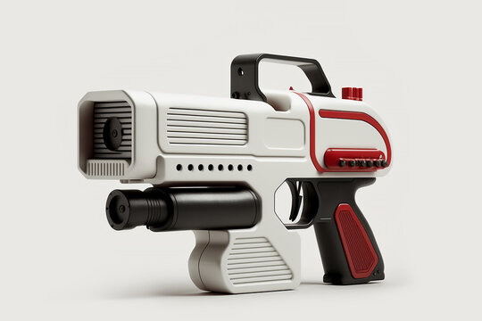 Futuristic laser weapon. Futuristic laser gun. weapon for game asset. Weapon concept art. Vintage look. Generative AI