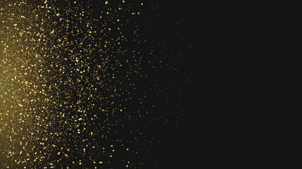 Golden glitter particles on dark background. Golden shining confetti sprinkles effect. Festive design for christmas, new year or holiday. Vector illustration