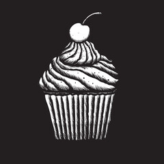 Vector illustration of a cherry cupcake