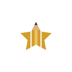 Creative star pencil. Vector logo icon