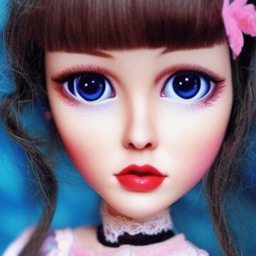 A.I.  Generated Pretty Doll with Big Eyes