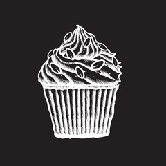 Vector illustration of an almond cupcake