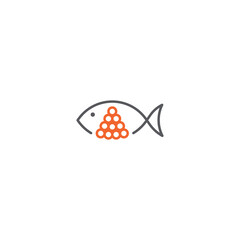 Caviar, fish with egg. Vector icon template