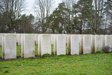Die Gräber britischer Soldaten auf dem Britischen Ehrenfriedhof an der Heerstraße in Berlin