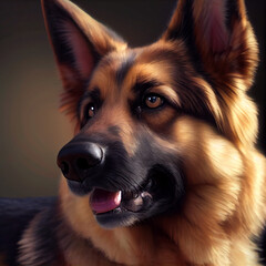 Happy German Shepherd dog portrait looking at camera
