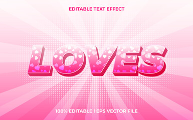 loves editable text effect, lettering typography font style, pink 3d text for tittle