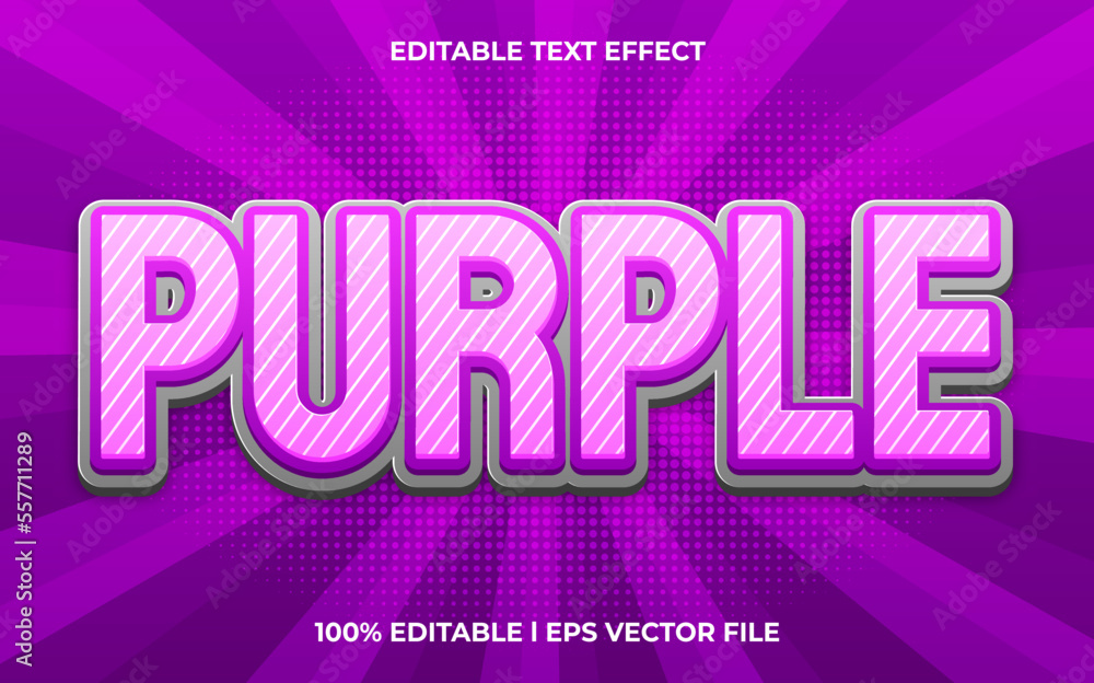 Poster purple editable text effect, lettering typography font style, 3d text for tittle