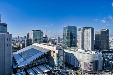快晴の大阪梅田の風景　【大阪風景】