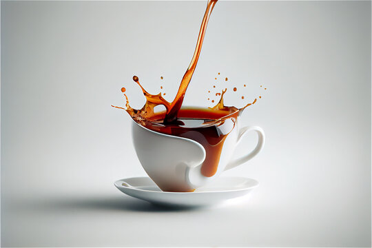 cup with coffee being served in a white background