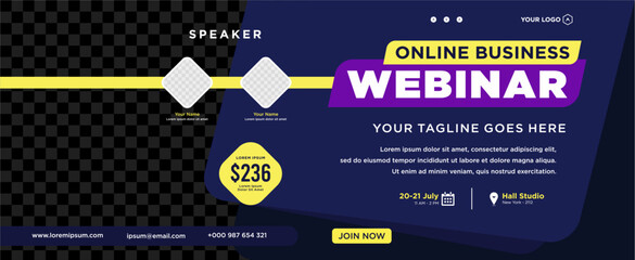 Digital marketing live webinar and corporate social media post or template banner