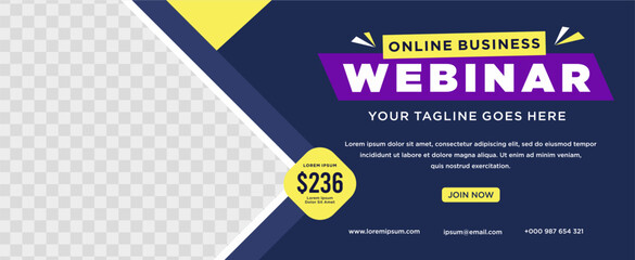 Digital marketing live webinar and corporate social media post or template banner
