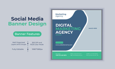 Digital marketing agency social media post banner design vector template modern layout design