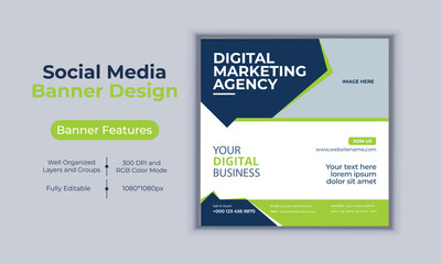 Digital marketing agency social media post banner design vector template modern layout design