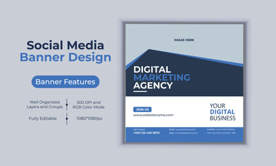 Digital marketing agency social media post banner design vector template modern layout design
