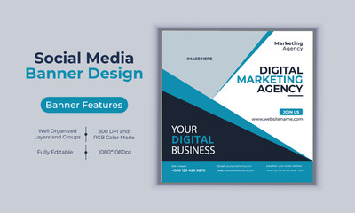 Digital marketing agency social media post banner design vector template modern layout design