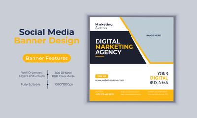 Digital marketing agency social media post banner design vector template modern layout design